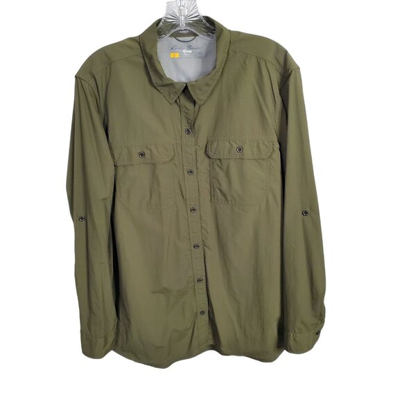 Eddie Bauer Tops - Eddie Bauer Womens Size XL Shirt Travex Button Roll Tab Shacket Vented Outdoorsy